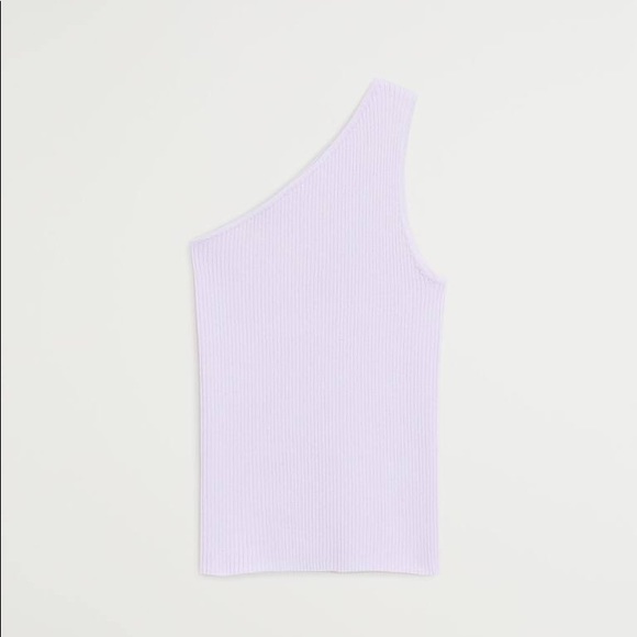 MANGO TOP ASYMMETRIC RIBBED Size S Color: ECRU/OFF WHITE - Picture 2 of 9